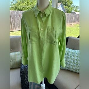 Investments Gold Label Lime Green Button Down Shirt
